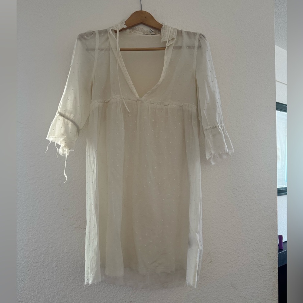 Joie sheer Swiss dot 3/4 sleeve dress